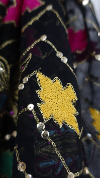 Black Chiffon Vintage Embroidered Chiffon Dupatta