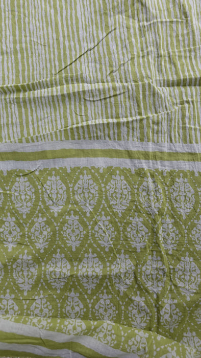 Light Green And White Cotton With Braid Trim - Preloved