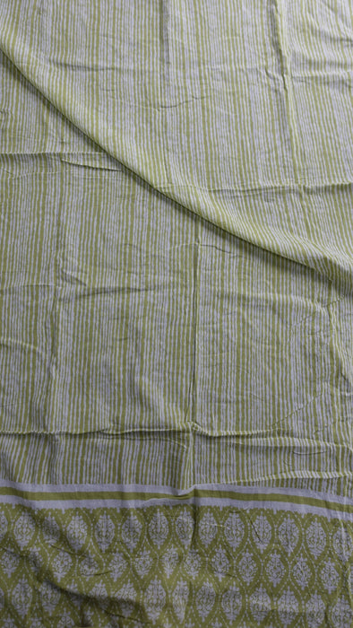 Light Green And White Cotton With Braid Trim - Preloved