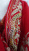 Red wool shawl with gold metallic thread embroidery and tassels – view 6