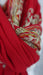 Red wool shawl with gold metallic thread embroidery and tassels – view 7