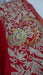 Red wool shawl with gold metallic thread embroidery and tassels – view 5