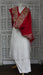 Red wool shawl with gold metallic thread embroidery and tassels
