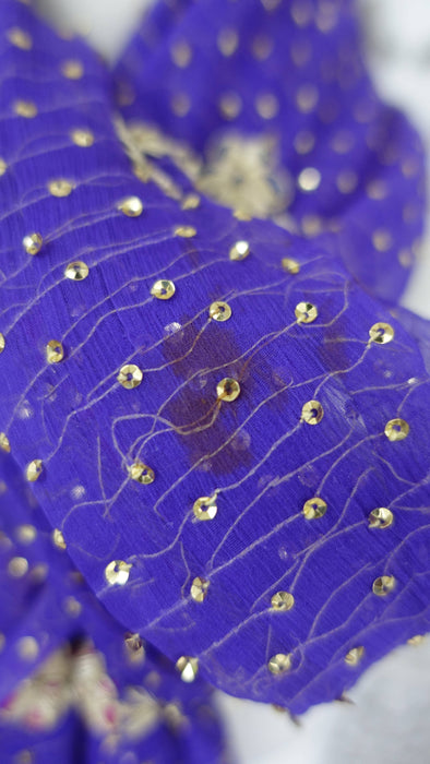 Purple Vintage Chiffon Sequinned Wedding Dupatta - Preloved
