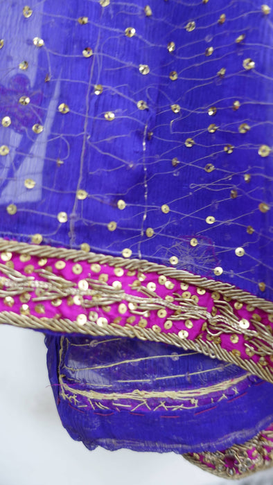 Purple Vintage Chiffon Sequinned Wedding Dupatta - Preloved