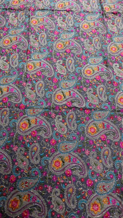 Colourful  Heavy Beaded Paisley Chiffon Dupatta - New
