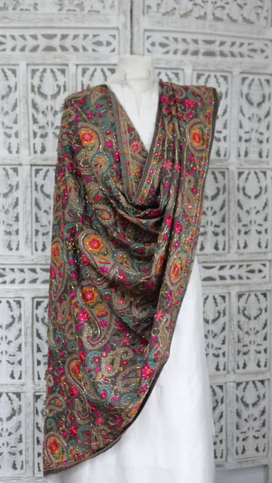 Colourful  Heavy Beaded Paisley Chiffon Dupatta - New