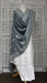 Silver grey wool blend shawl with red and ochre floral design – view 2