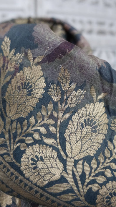 Pink And Taupe Chanderi Silk Shawl - New