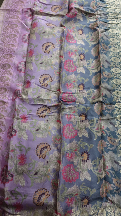 Pink And Taupe Chanderi Silk Shawl - New