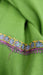 Parrot green wool shawl with multicoloured hand embroidery – view 2