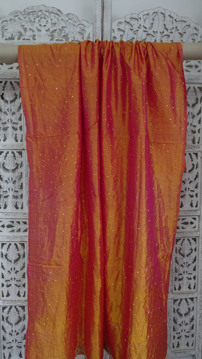 Orange And Pink 2 Tone Pure Silk Vintage Dupatta With Zardosi - New