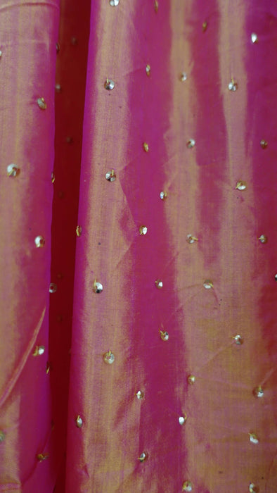 Orange And Pink 2 Tone Pure Silk Vintage Dupatta With Zardosi - New