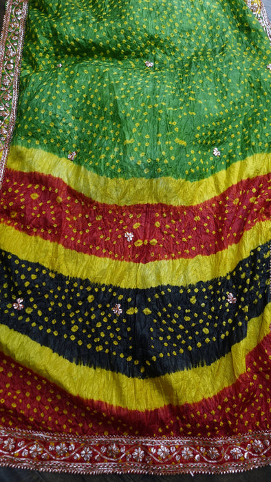 Red And Green Vintage Gota Bandhani Dupatta