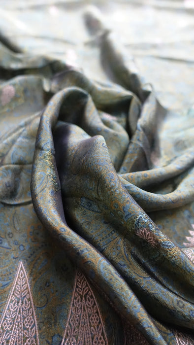 Green Chanderi Silk With Woven Gold - New