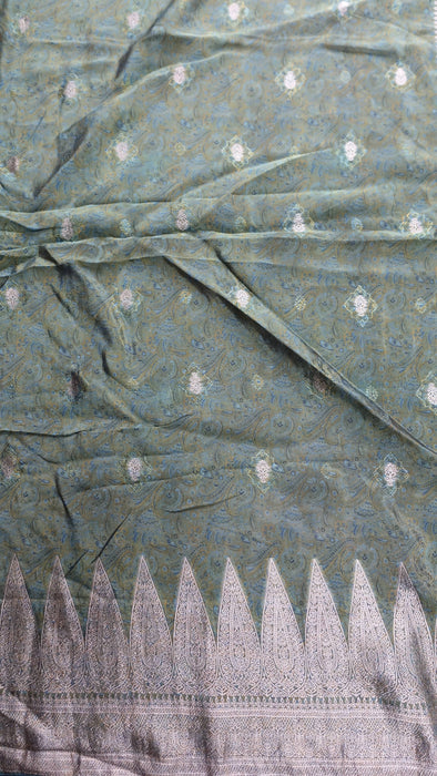 Green Chanderi Silk With Woven Gold - New