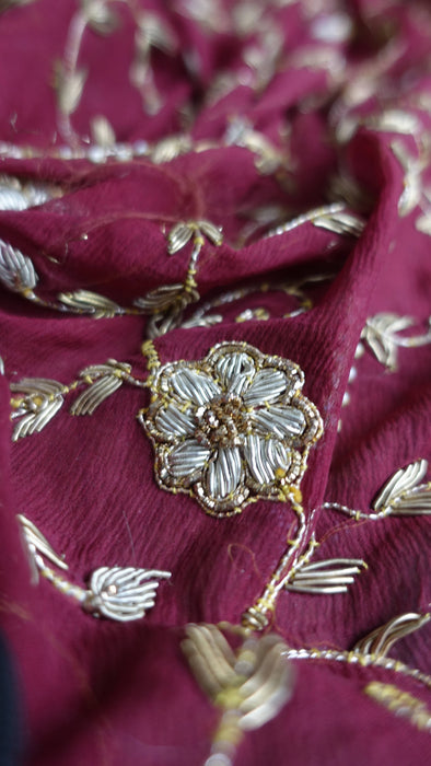Maroon Vintage Wedding Dupatta - New