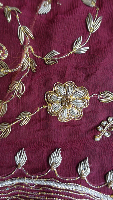 Maroon Vintage Wedding Dupatta - New