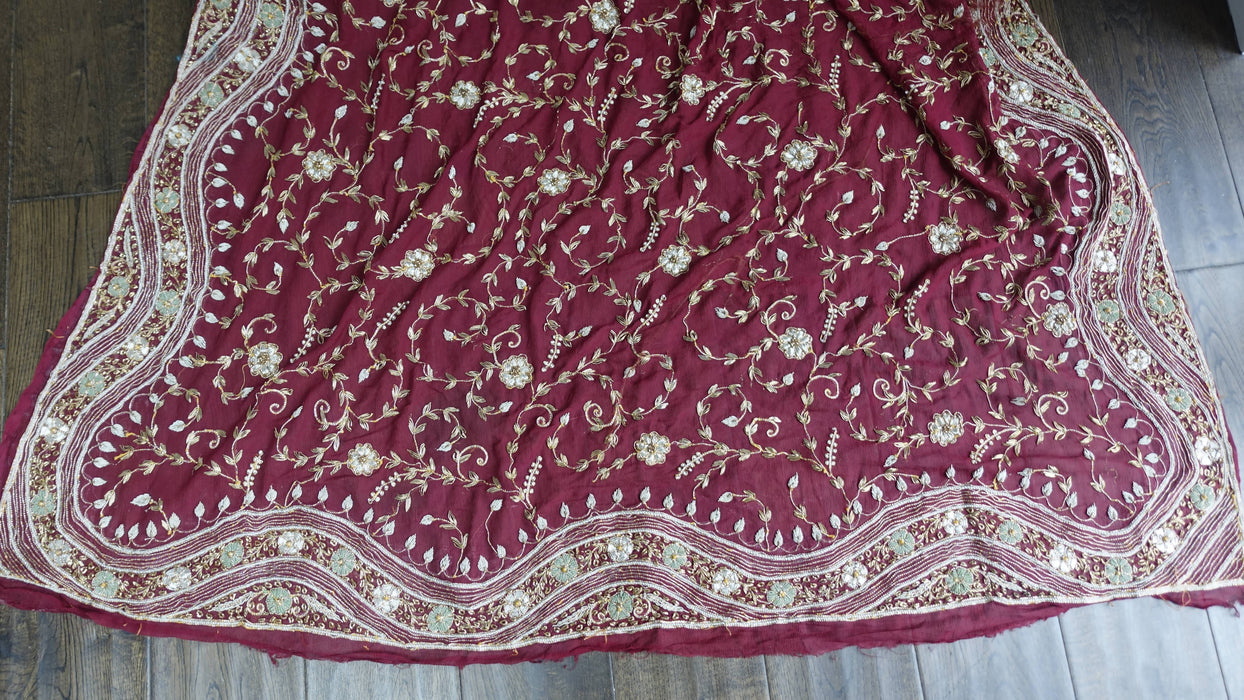 Maroon Vintage Wedding Dupatta - New