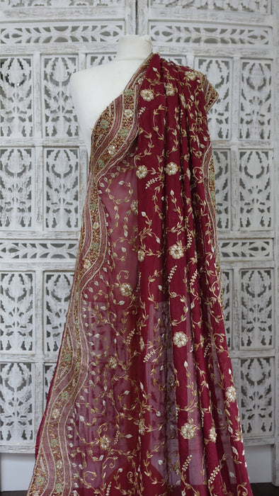 Maroon Vintage Wedding Dupatta - New