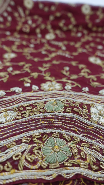 Maroon Vintage Wedding Dupatta - New