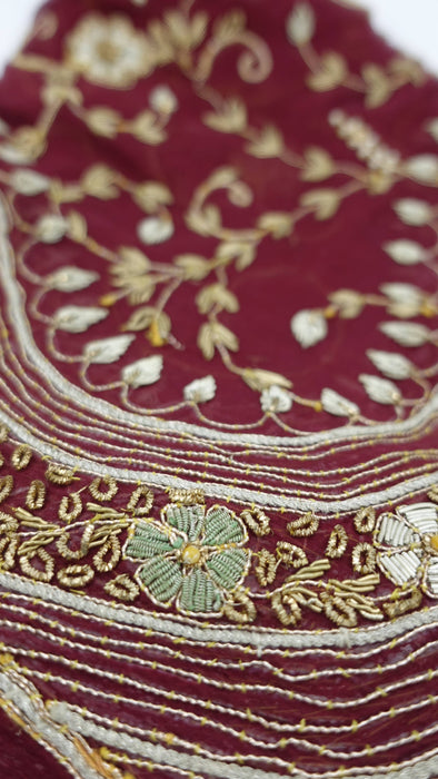 Maroon Vintage Wedding Dupatta - New