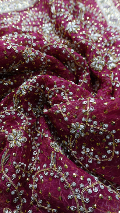 Raspberry Red Vintage Wedding Dupatta - New