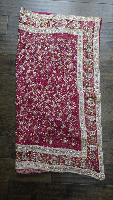 Raspberry Red Vintage Wedding Dupatta - New