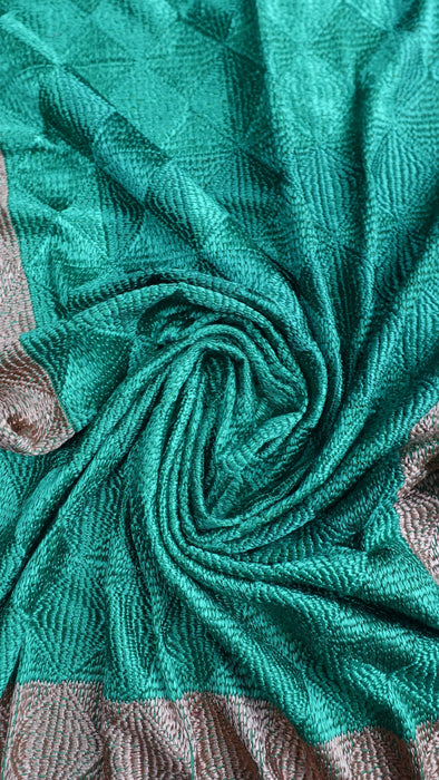 Gold And Green Phulkari Thread Dupatta - New