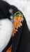 Preloved black wool shawl with orange thread embroidery – view 4