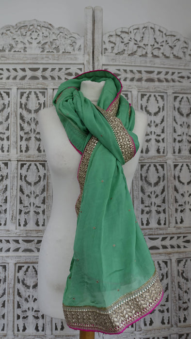 Jade Green Crushed Dupatta - New