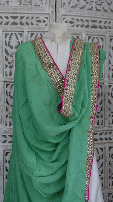 Jade Green Crushed Dupatta - New