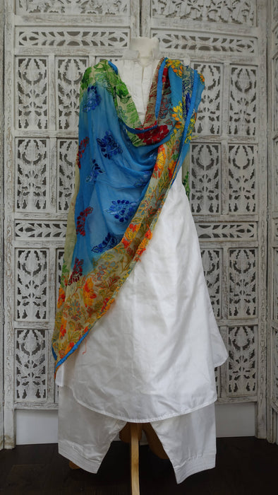 Phulkari Style Embroidered Chiffon Dupatta - New
