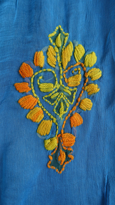 Phulkari Style Embroidered Chiffon Dupatta - New