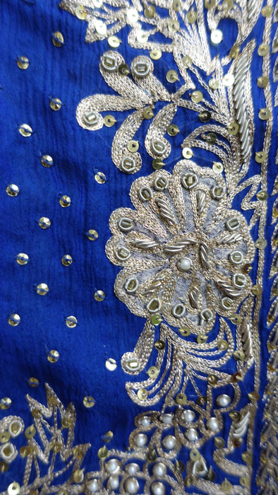 Blue silk chiffon zardosi dupatta – fabric and colour detail