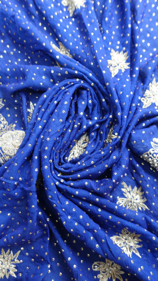 Blue silk chiffon zardosi dupatta – full length view