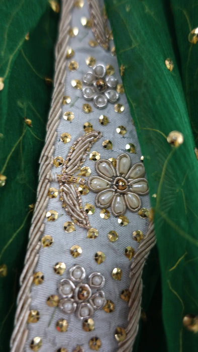 Bottle green vintage wedding dupatta – reverse side