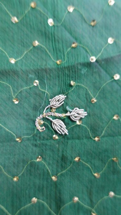 Bottle green vintage wedding dupatta – fabric and colour detail