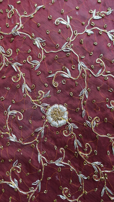 Dark Red Vintage Wedding Dupatta - New