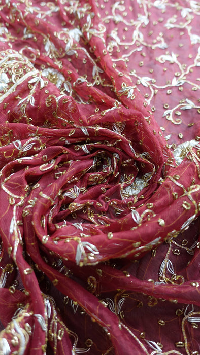 Dark Red Vintage Wedding Dupatta - New