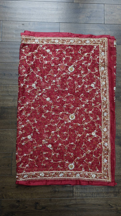 Dark Red Vintage Wedding Dupatta - New