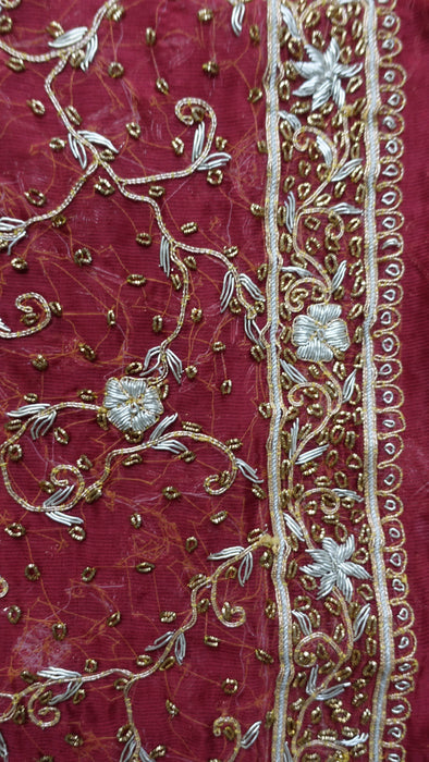Dark Red Vintage Wedding Dupatta - New