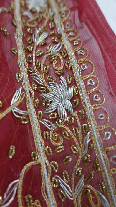 Dark Red Vintage Wedding Dupatta - New
