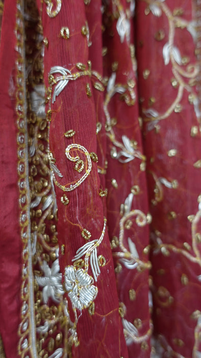 Dark Red Vintage Wedding Dupatta - New