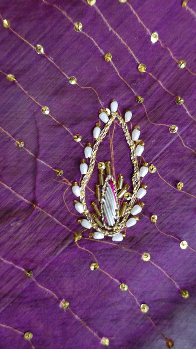 Vivid purple vintage dupatta – fabric and colour detail