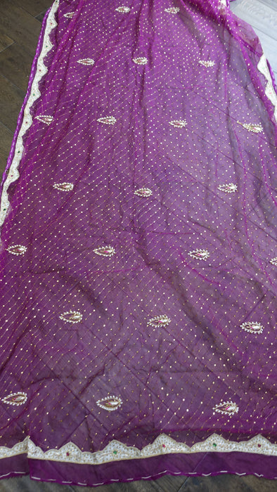 Vivid purple vintage dupatta – folded view