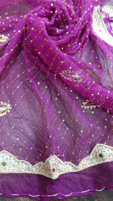 Vivid purple vintage dupatta – reverse side