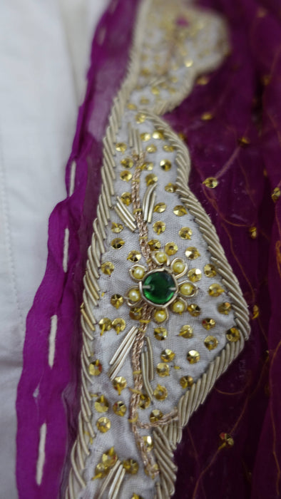 Vivid purple vintage dupatta – full length view
