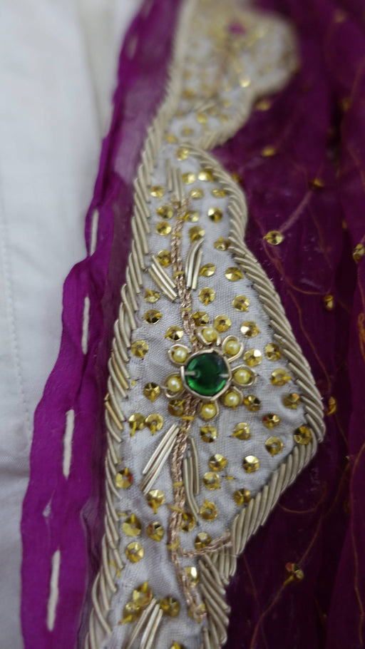 Vivid purple vintage dupatta – full length view