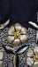 Black silk chiffon vintage gold tasselled dupatta – close-up of the embellishment